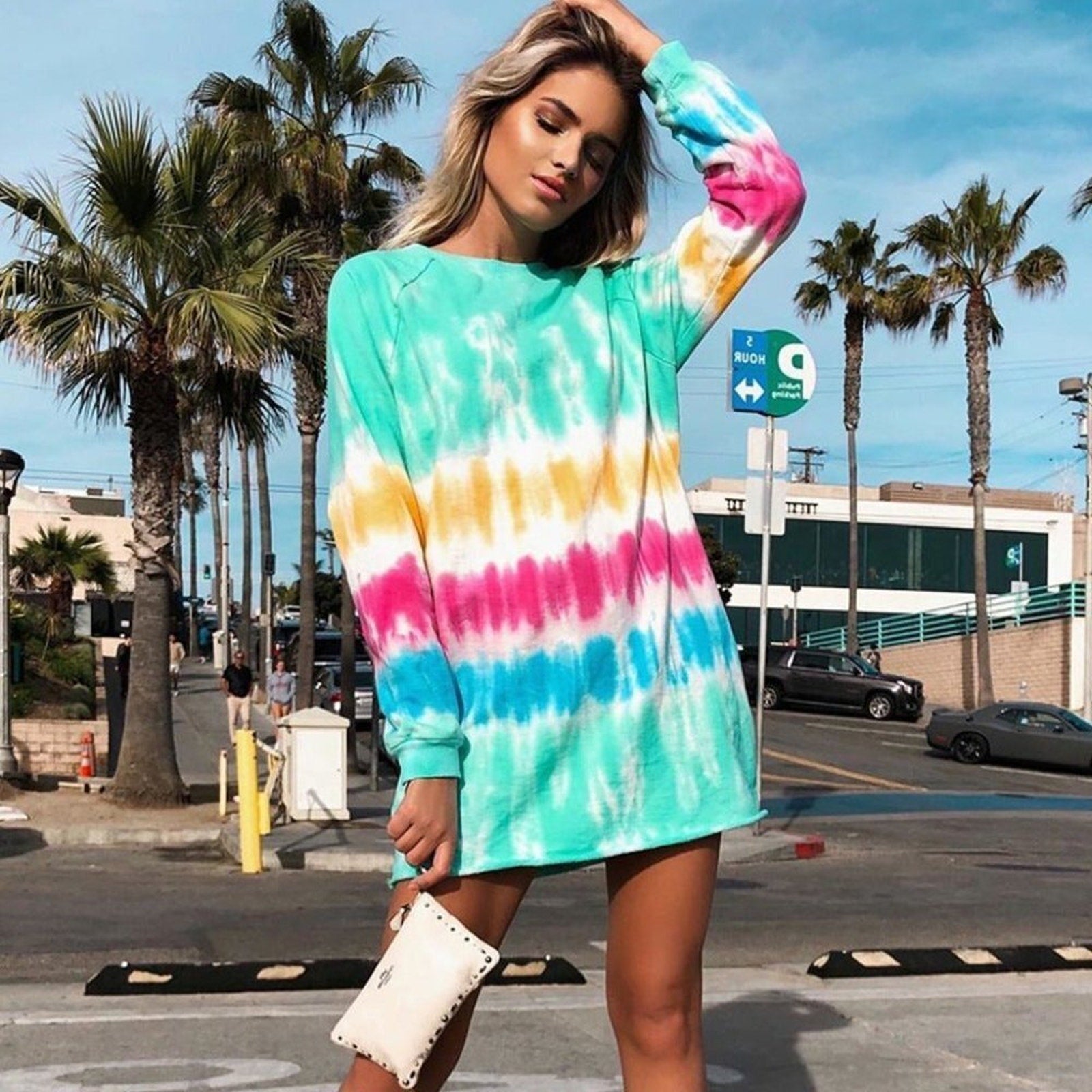 A069◾ Lovers + Friends Tie Dye Crewneck Sweatshirt Tunic