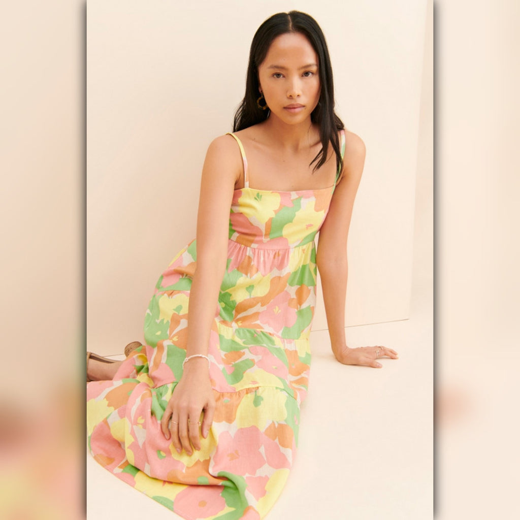 A208 ◾ Floral 3-Tier Midi Maxi Dress