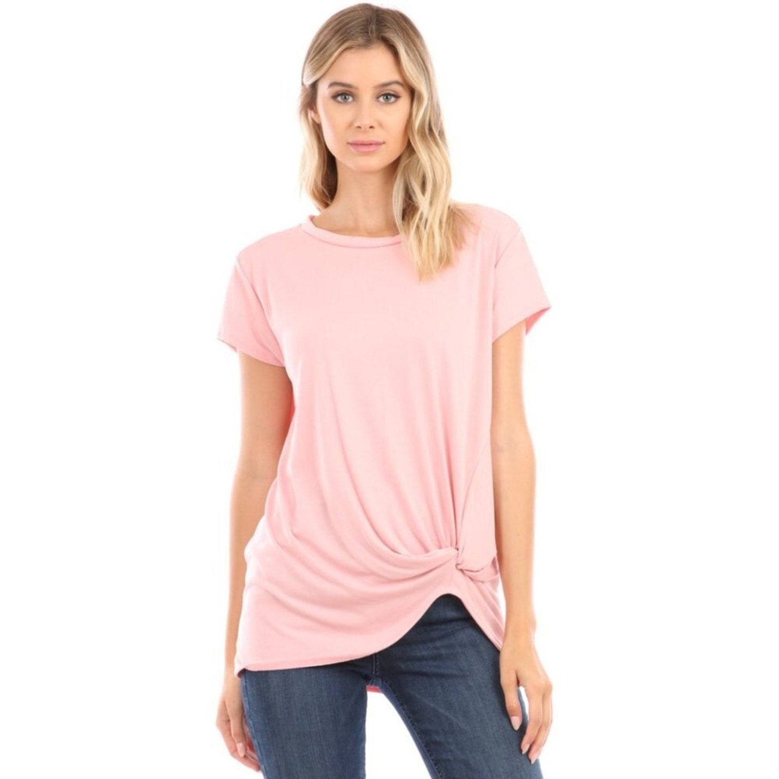 A482-B • Blush Twist-Front Modal Tee