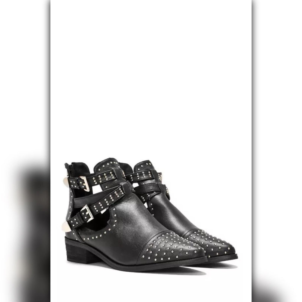 A072 • Studded Vegan Leather Ankle Booties