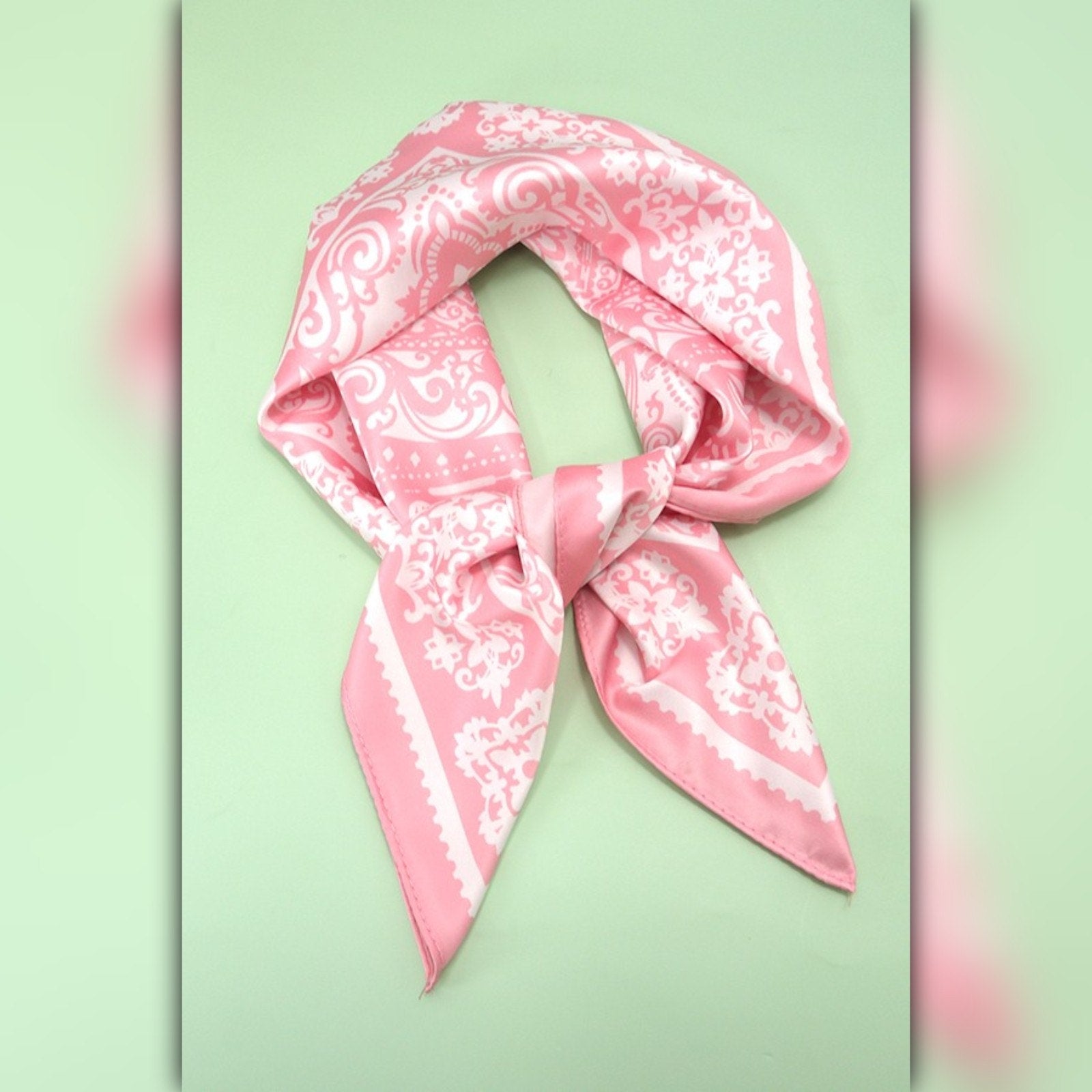 A218S • Paisley Pink Silky Bandana Scarf