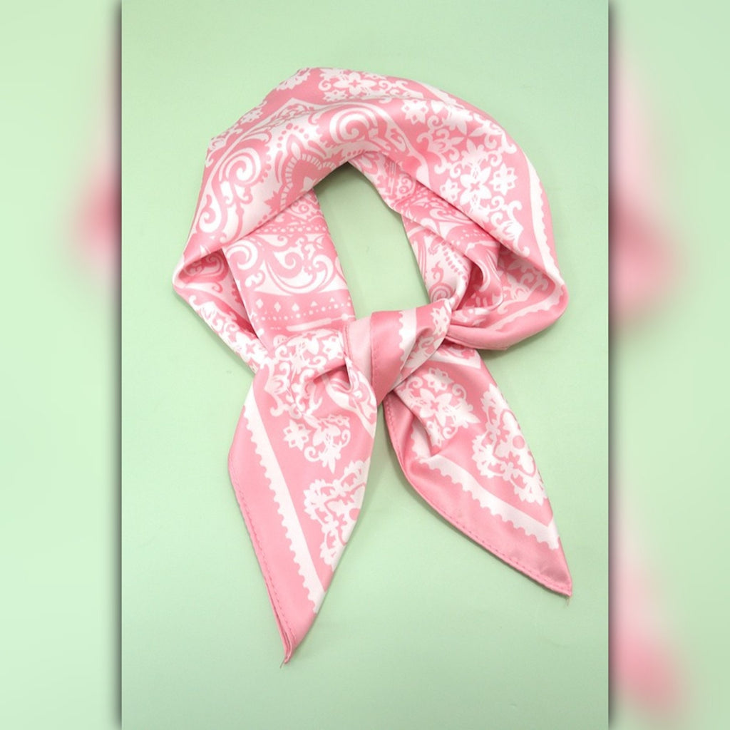 A218-S • Paisley Pink Silky Bandana Scarf