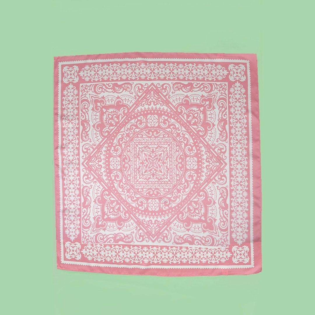 A218S • Paisley Pink Silky Bandana Scarf