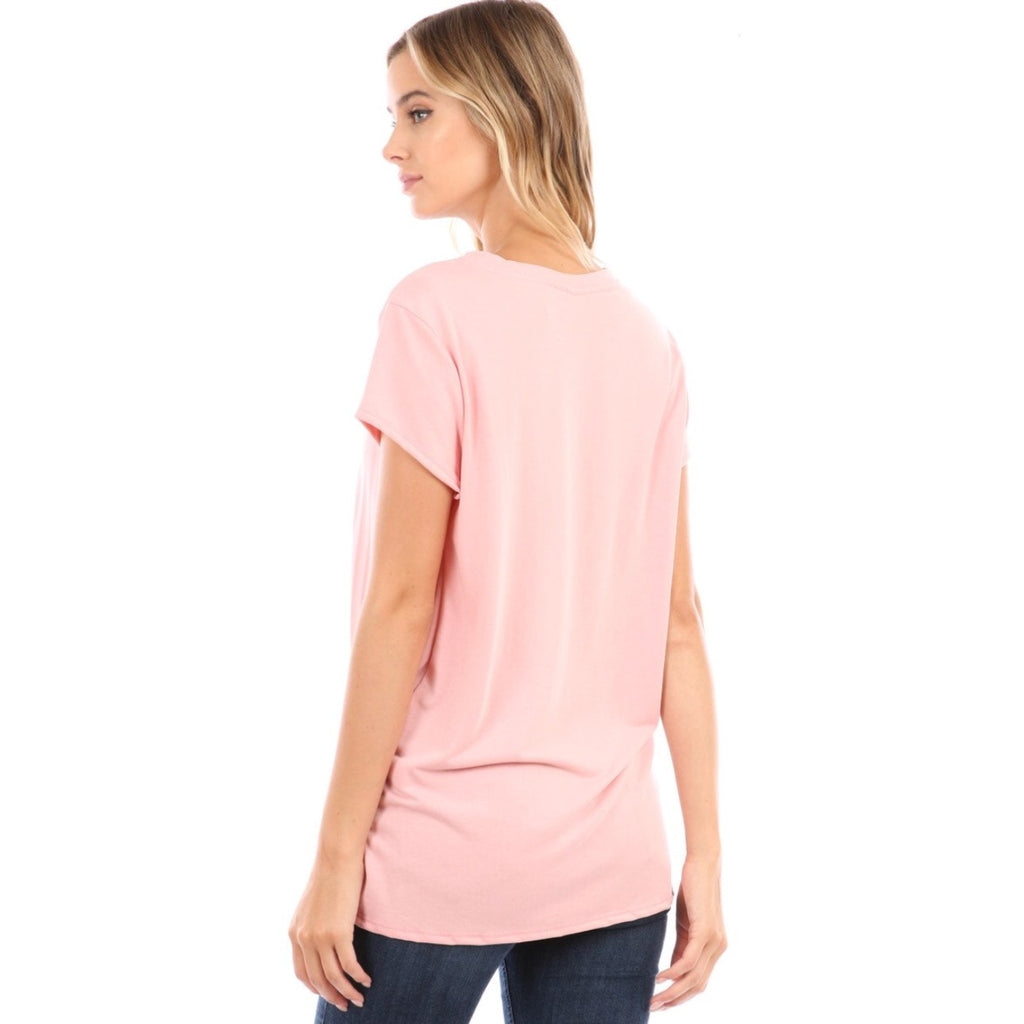 A482-B • Blush Twist-Front Modal Tee