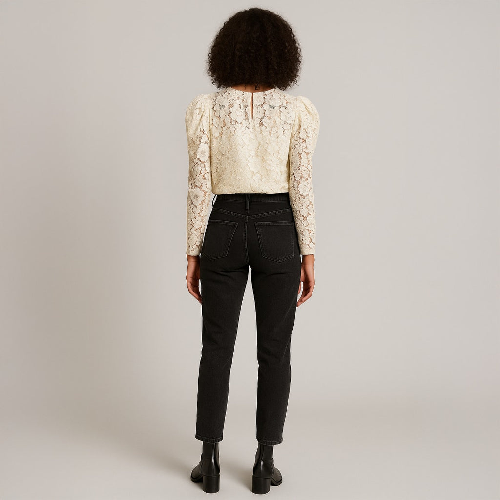 A503 • Express Cream Lace Puff Sleeve Blouse