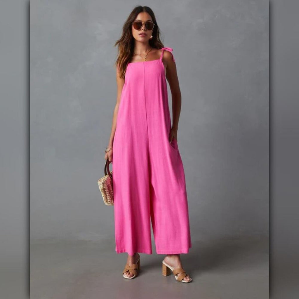 A059 • Pink Linen Blend Relaxed Jumpsuit