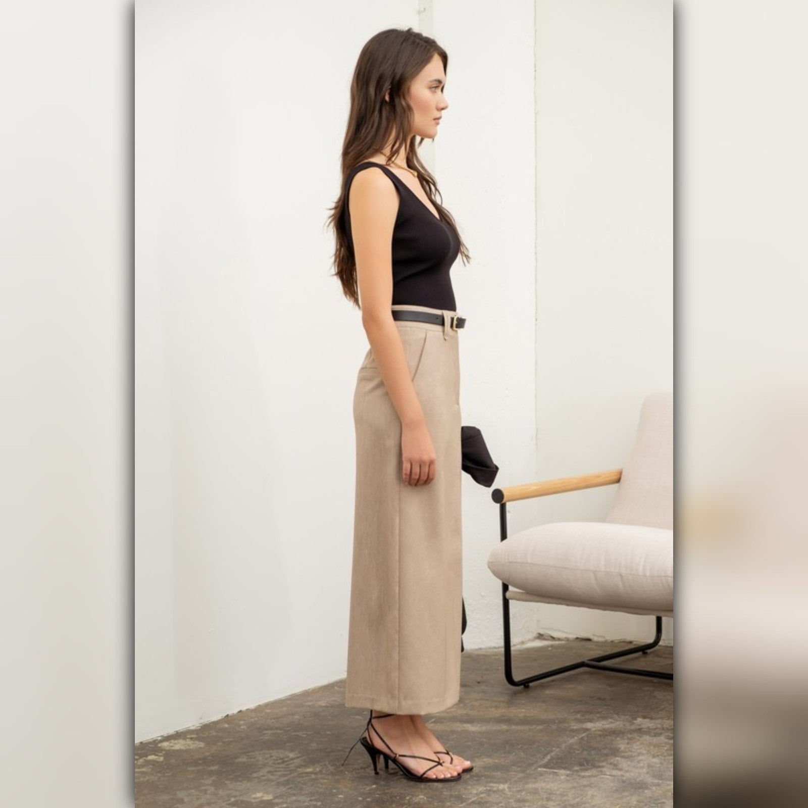 A046-C • V-Neck Sleeveless Ribbed Tank Top