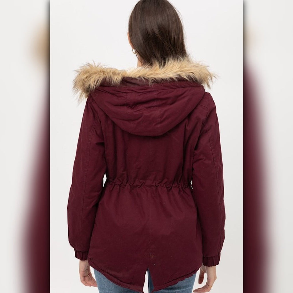 A233 • Faux Fur Hooded Sherpa-Lined Parka Jacket