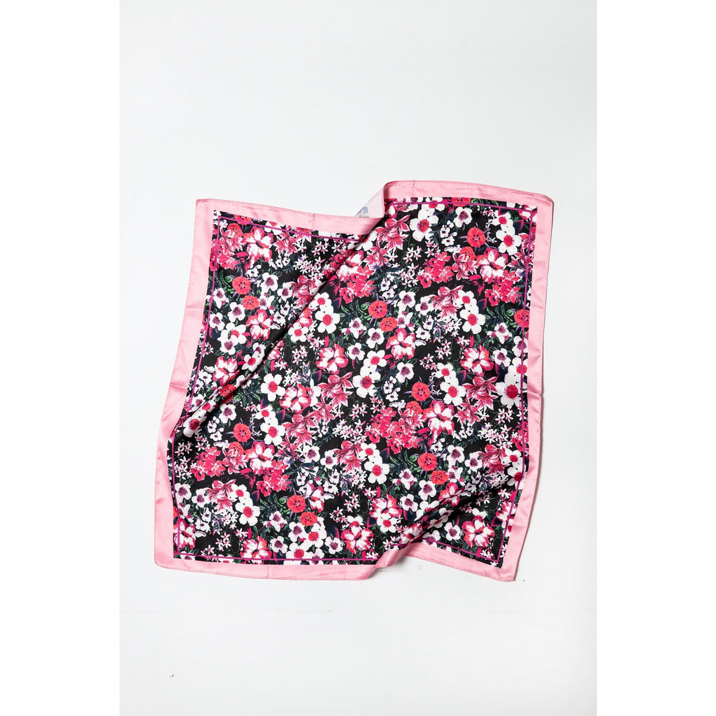 A218-Q • Midnight Garden Silky Bandana Scarf