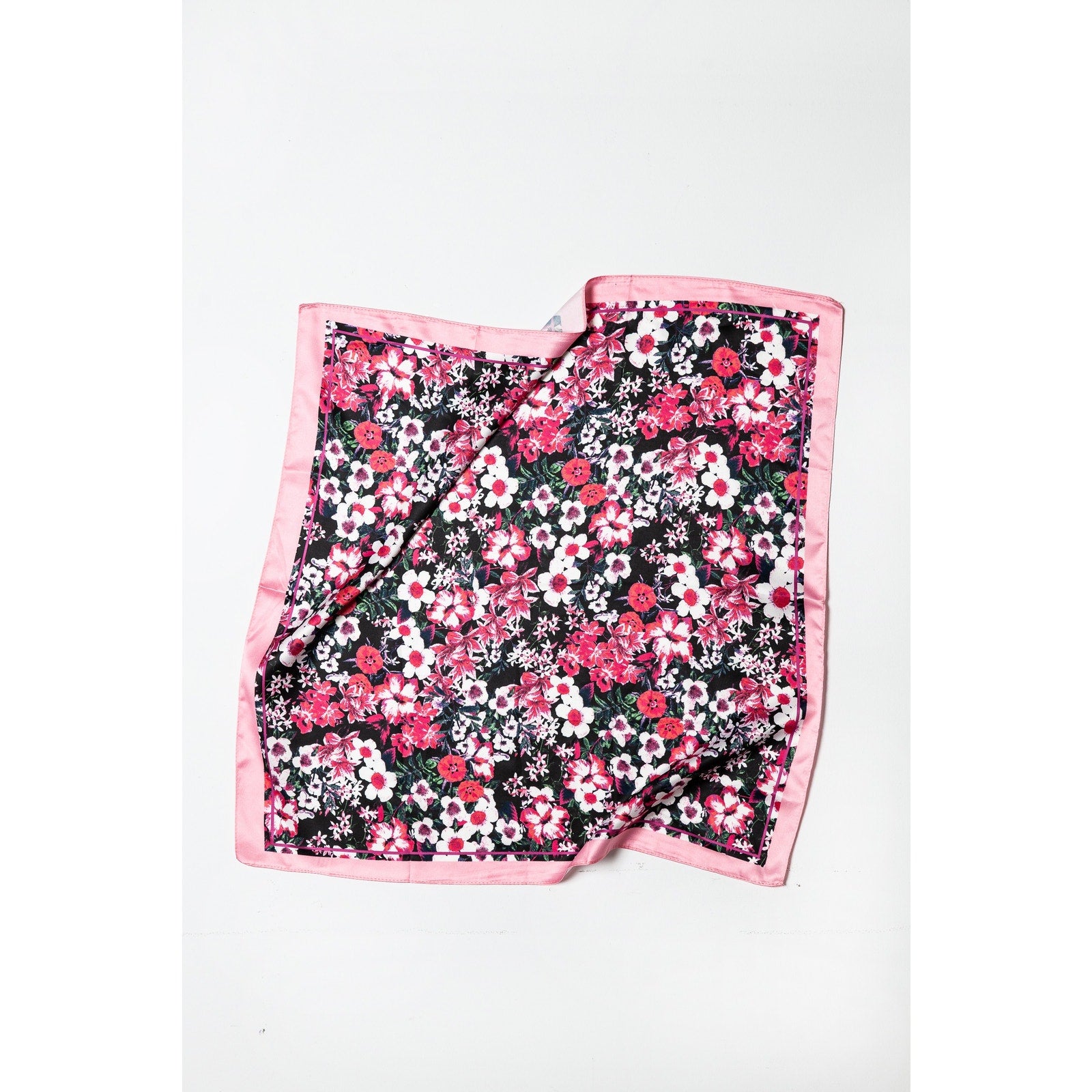 A218-Q • Midnight Garden Silky Bandana Scarf