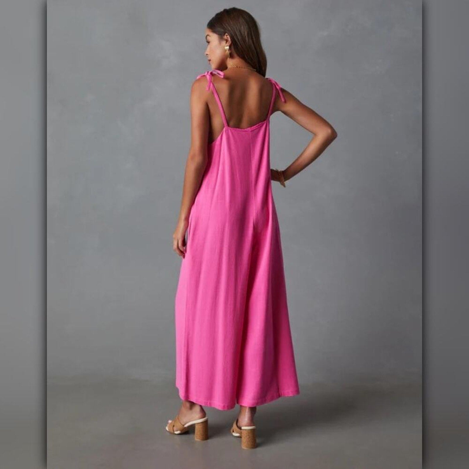 A059 • Pink Linen Blend Relaxed Jumpsuit