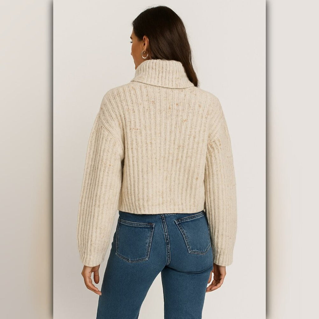 A419 • Mock Turtleneck Cashmere-Like Pullover Sweater