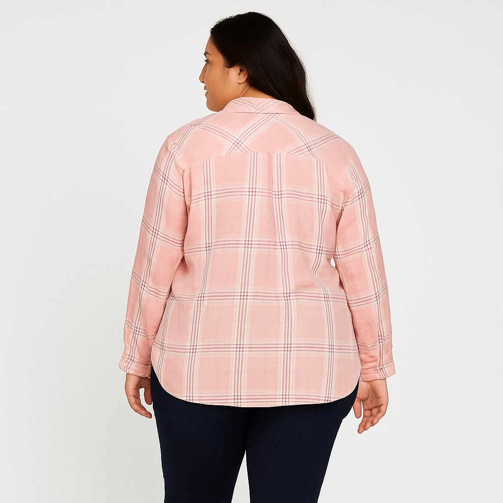 A517-B • Style & Co Pink Plaid Button-Front Flannel Shirt