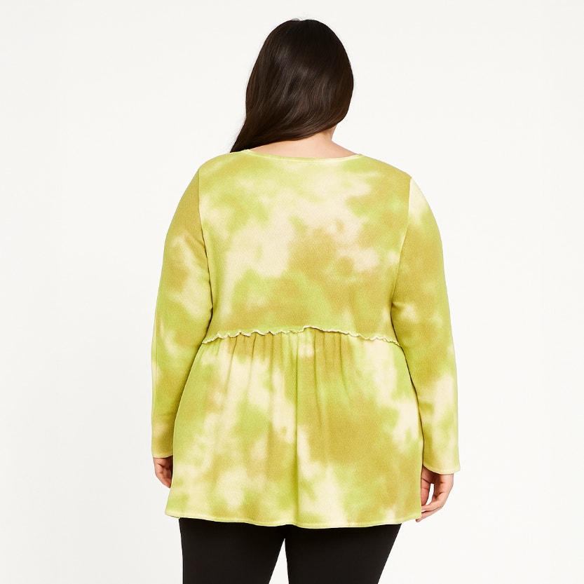 A518 • Tie-Dye Textured Babydoll Long Sleeve Top