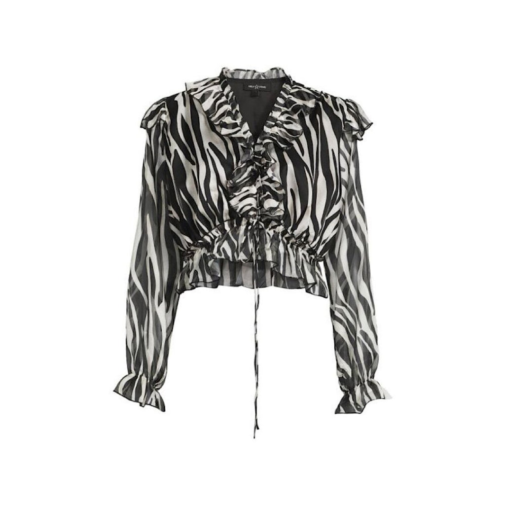A177 • Sheer Ruffle Zebra Print Blouse